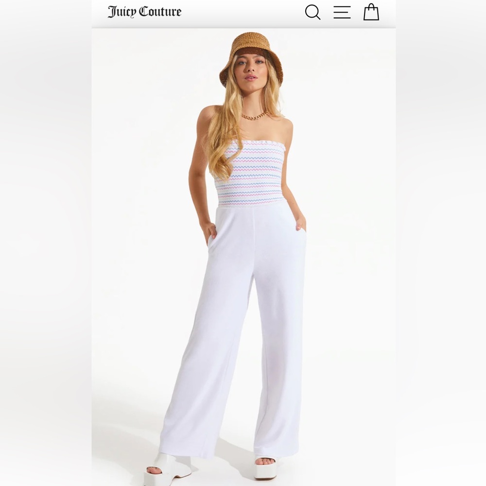 Juicy Couture White Strapless Jumpsuit